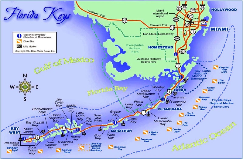 Mapa de Flórida Keys 