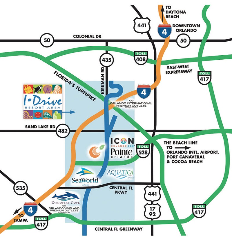 Mapa da International Drive em Orlando